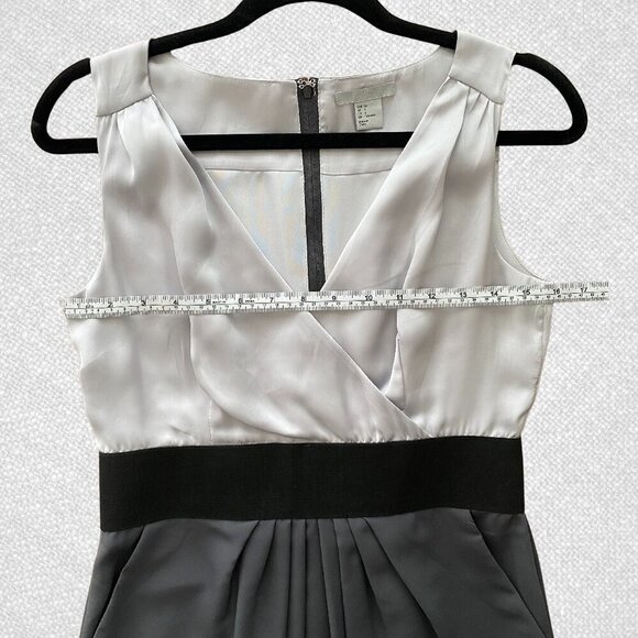 H&M Sleeveless Elastic Waist Dress Surplice V Neck Two Tone Gray Size 6 - Picture 5 of 8